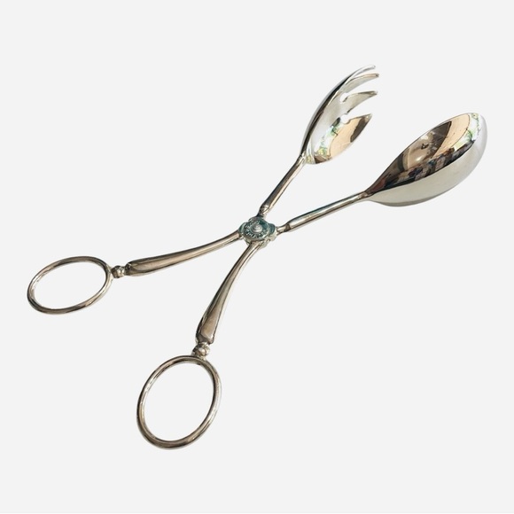 VTG Silver Plate Salad Tongs – Ornate Pastry Server – Elegant Buffet - Picture 11 of 12